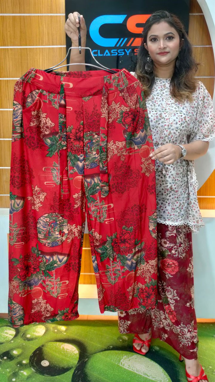 Chinese Premium Quality Print Plazo With Pocket & Belt