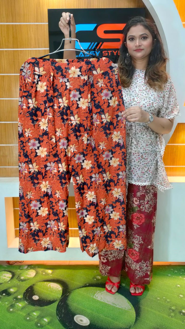 Chinese Premium Quality Print Plazo With Pocket & Belt