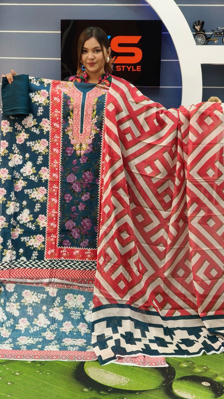 New Premium Zom Zom Lawn Three Piece-Cotton Dupatta