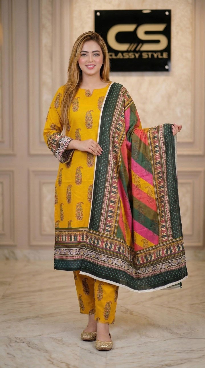 New Exclusive Bin Hameed Lawn Three Piece With Print Salwar