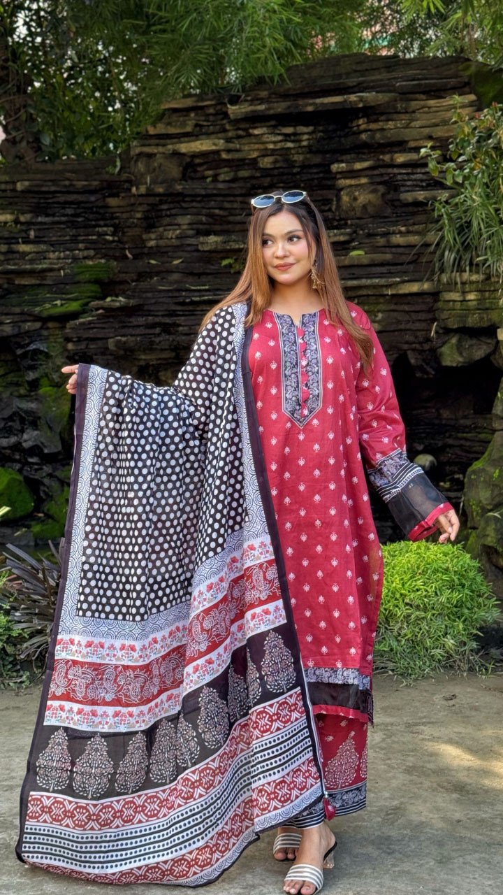 Coco Premium Cotton Lawn Three Piece Set