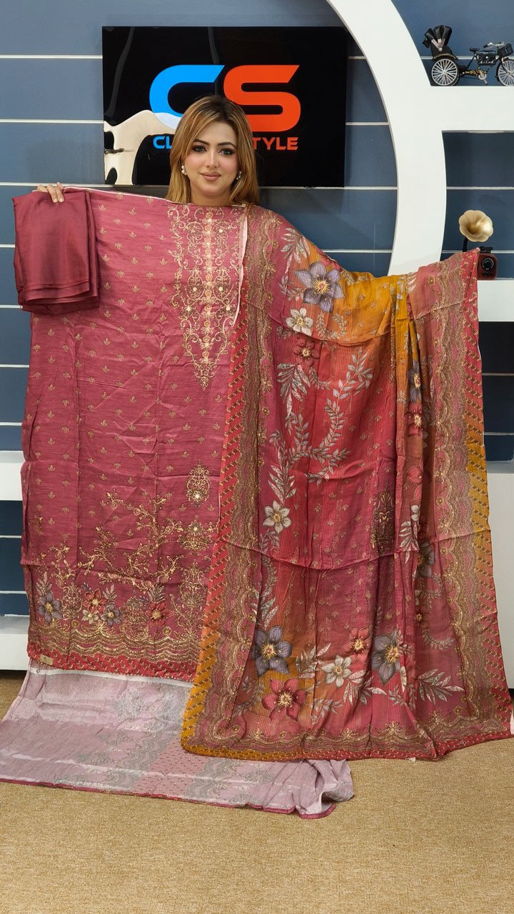 Rakhi Premium Silk Embroidery Three Piece Set