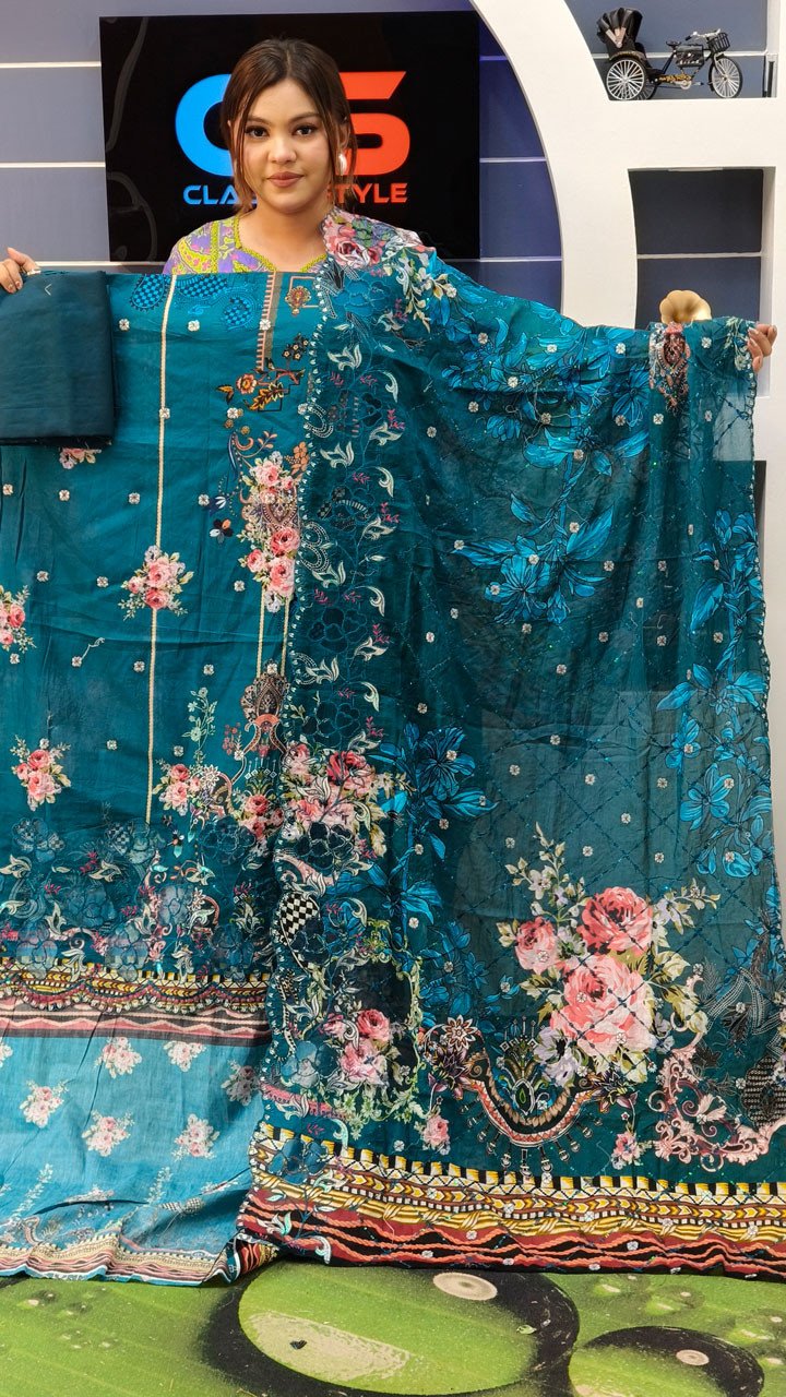 Luxury Digital Printed Lawn Embroidered Unstitched Three-Piece