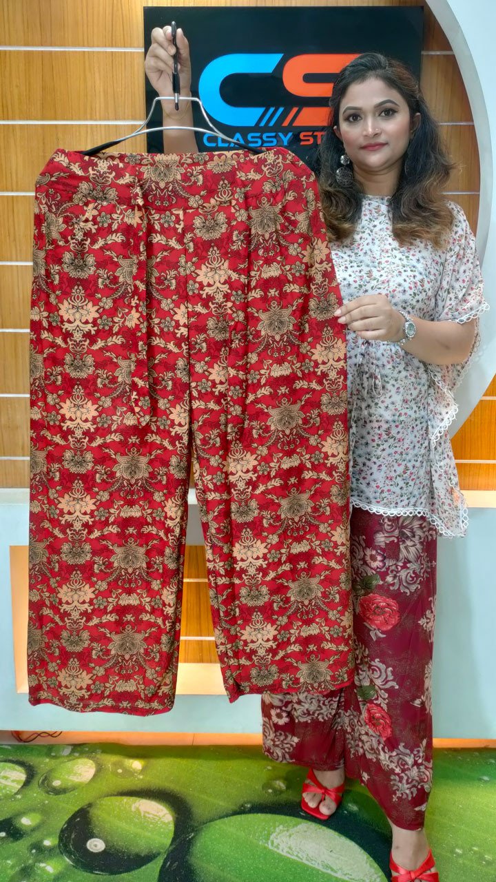 Chinese Premium Quality Print Plazo With Pocket & Belt