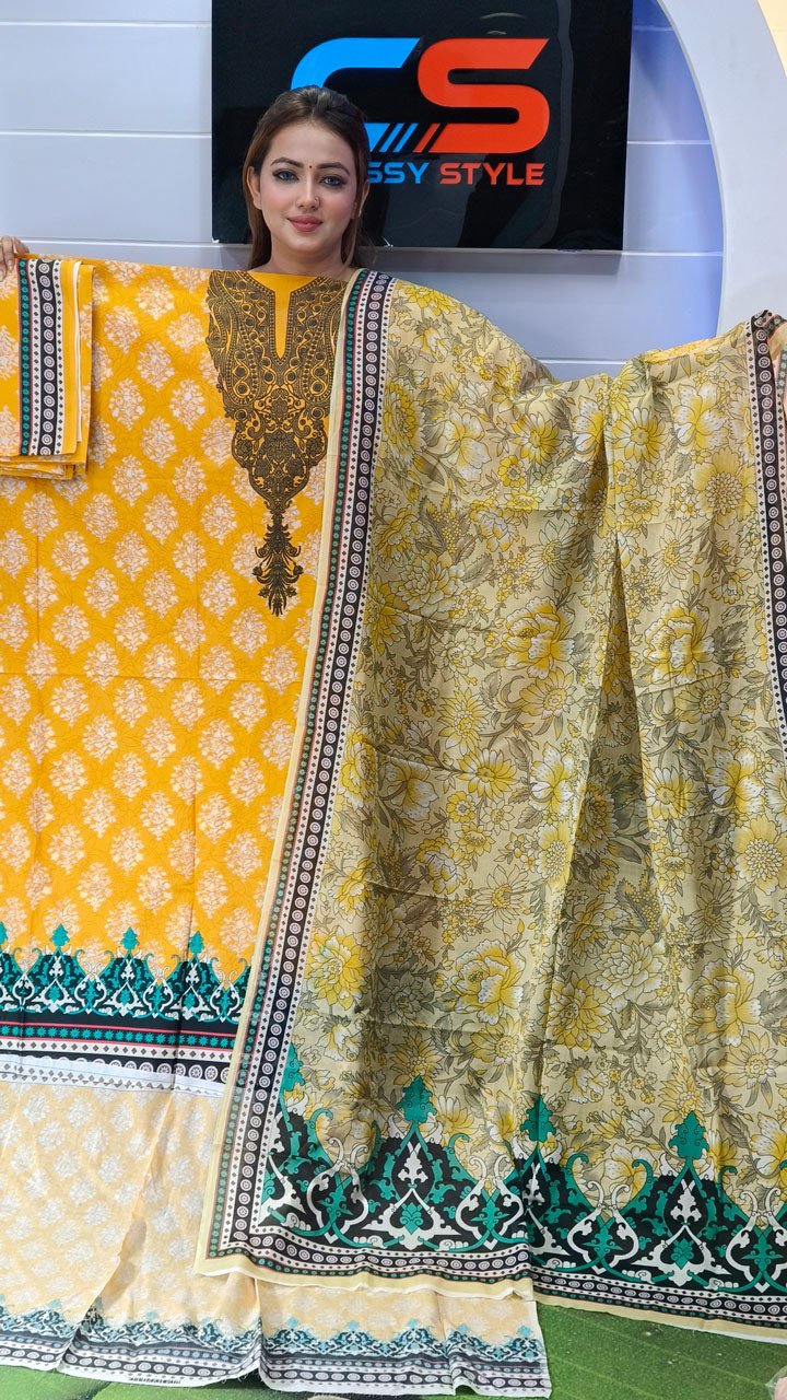 New Premium Zom Zom Lawn Three Piece With Print Salwar