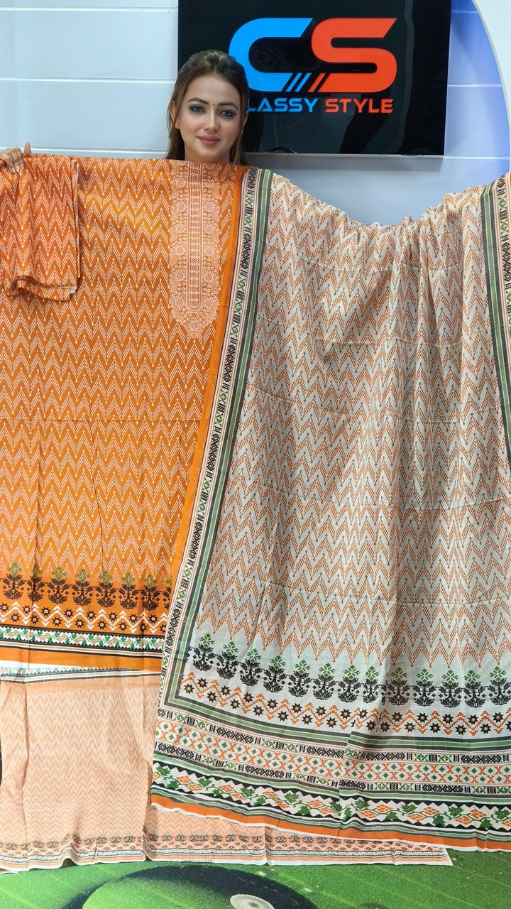 New Premium Zom Zom Lawn Three Piece With Print Salwar