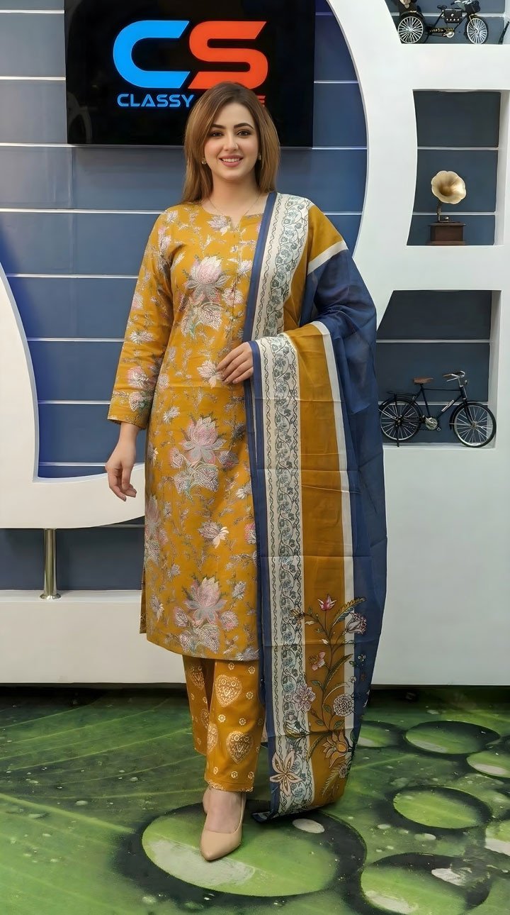 New Exclusive Bin Hameed Lawn Three Piece With Print Salwar