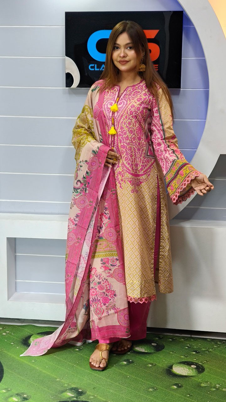 New Premium Zom Zom Lawn Three Piece-Cotton Dupatta