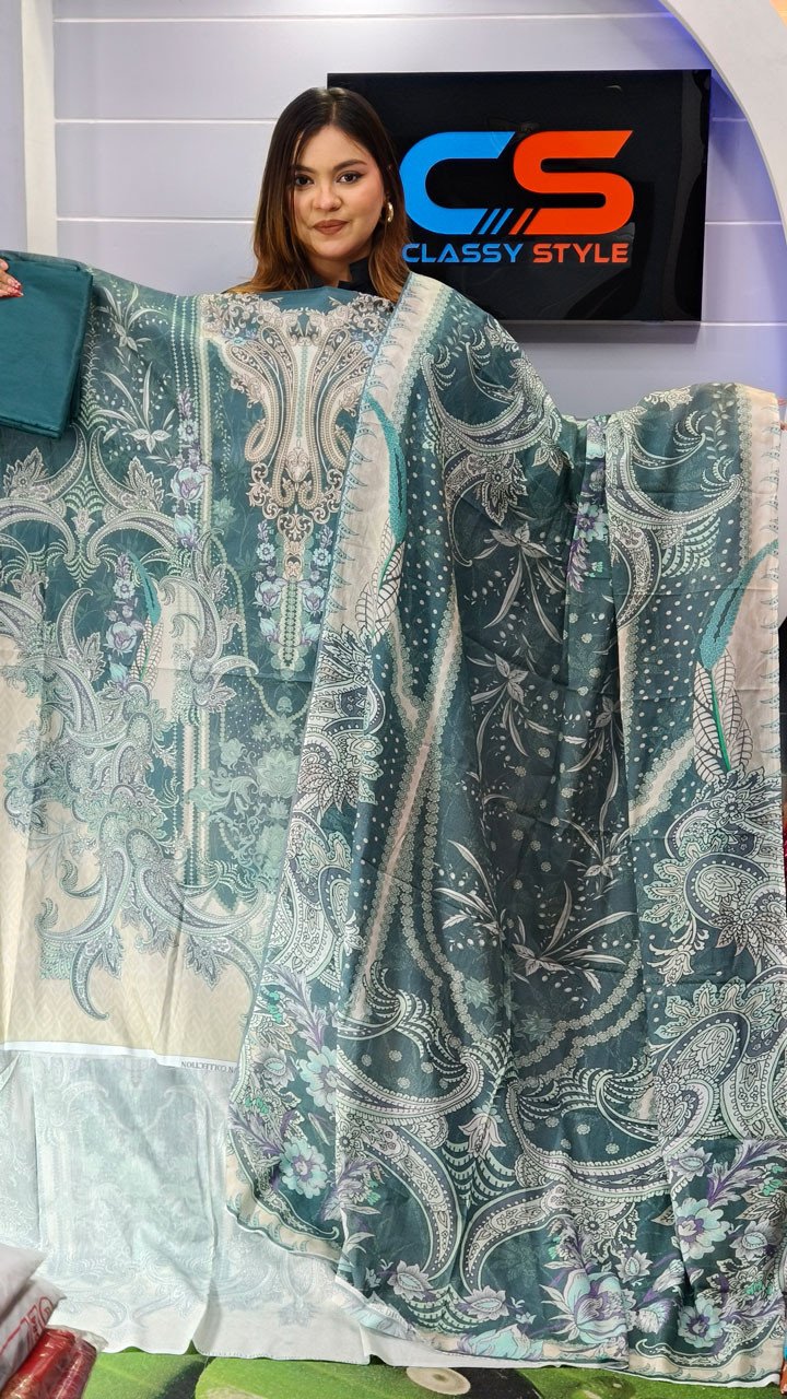 New Premium Zom Zom Lawn Three Piece-Cotton Dupatta