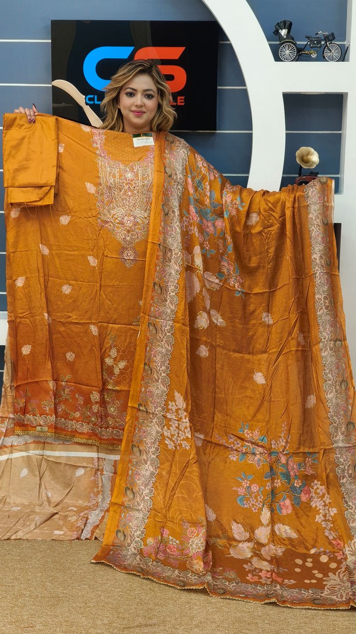 Rakhi Premium Silk Embroidery Three Piece Set