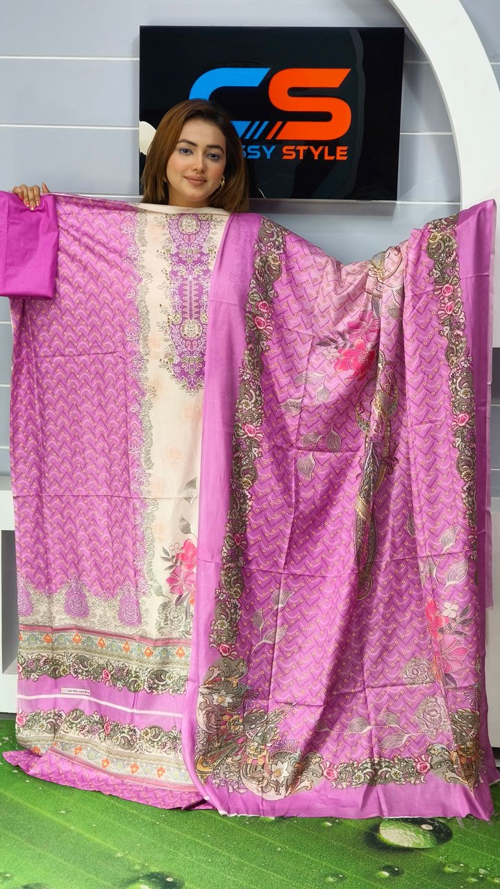 New Premium Lawn Three Piece-Cotton Dupatta