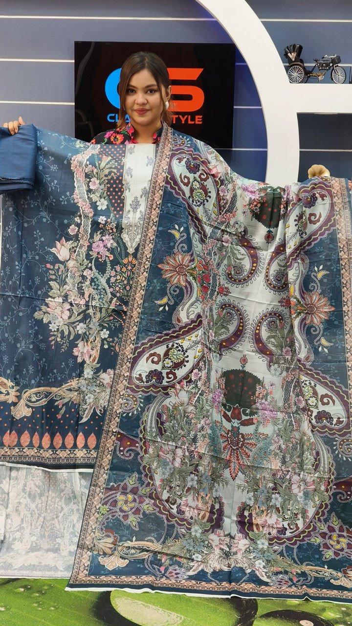 New Premium Zom Zom Lawn Three Piece-Cotton Dupatta