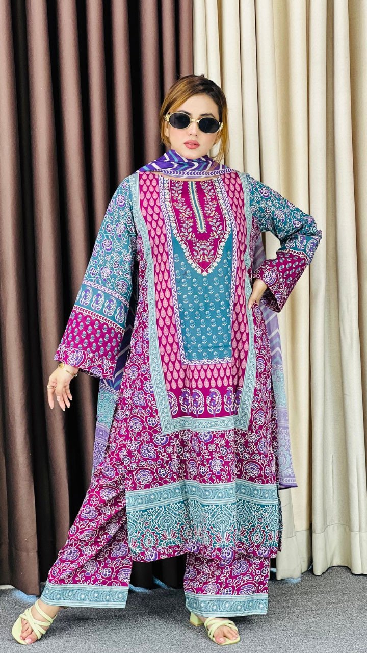 New Exclusive Bin Hameed Lawn Three Piece With Print Salwar
