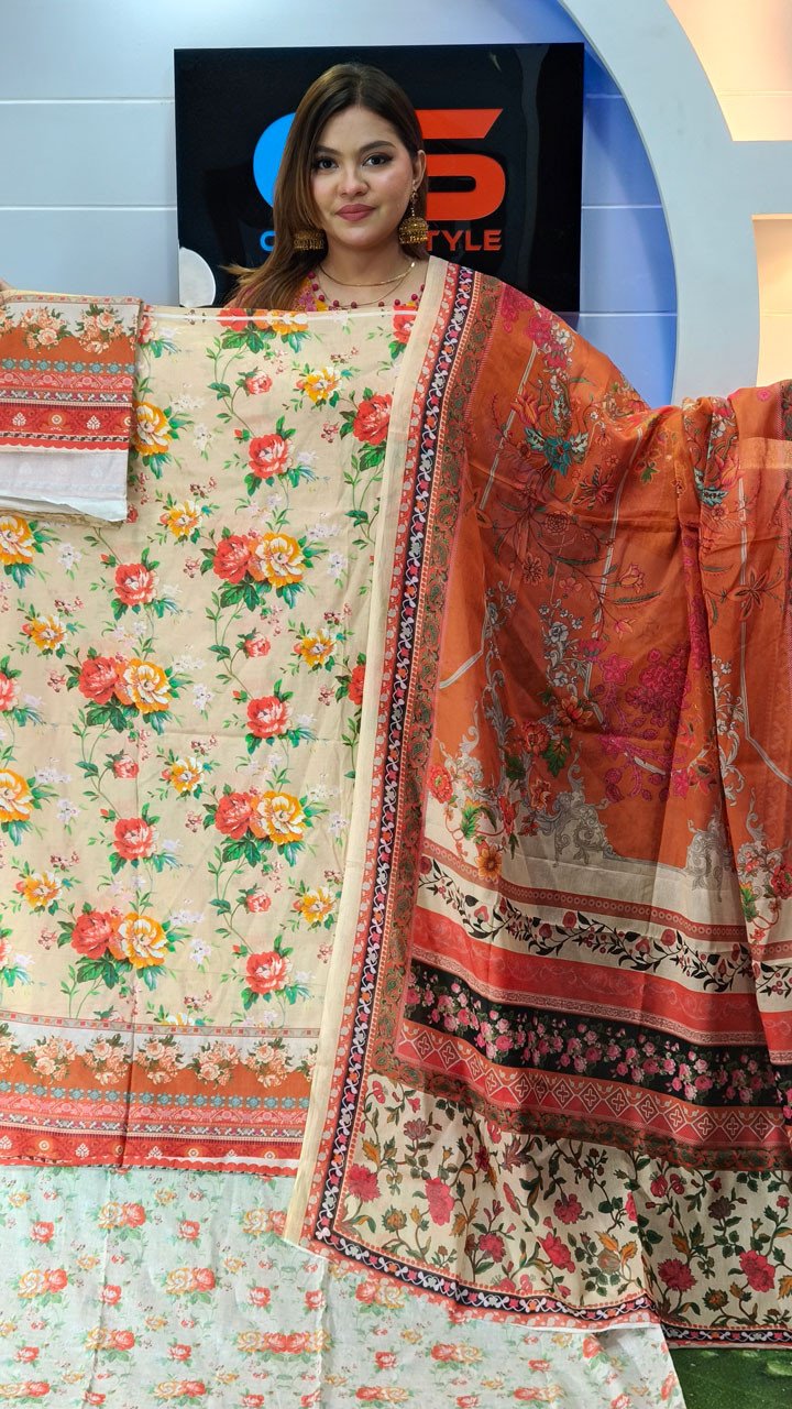 Coco Premium Cotton Lawn Three Piece Set