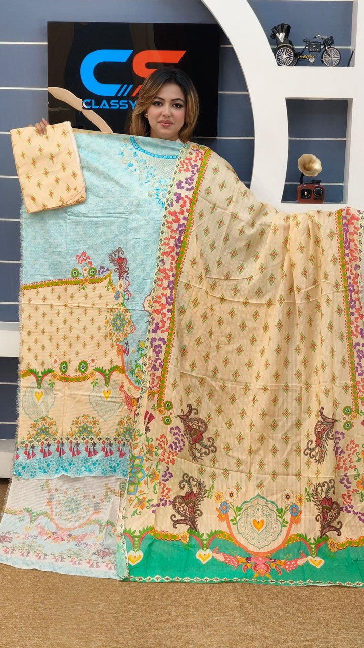 Premium Cotton Luxury Print Catalog Three Piece Set