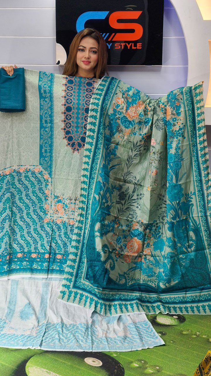 New Premium Zom Zom Lawn Three Piece-Cotton Dupatta