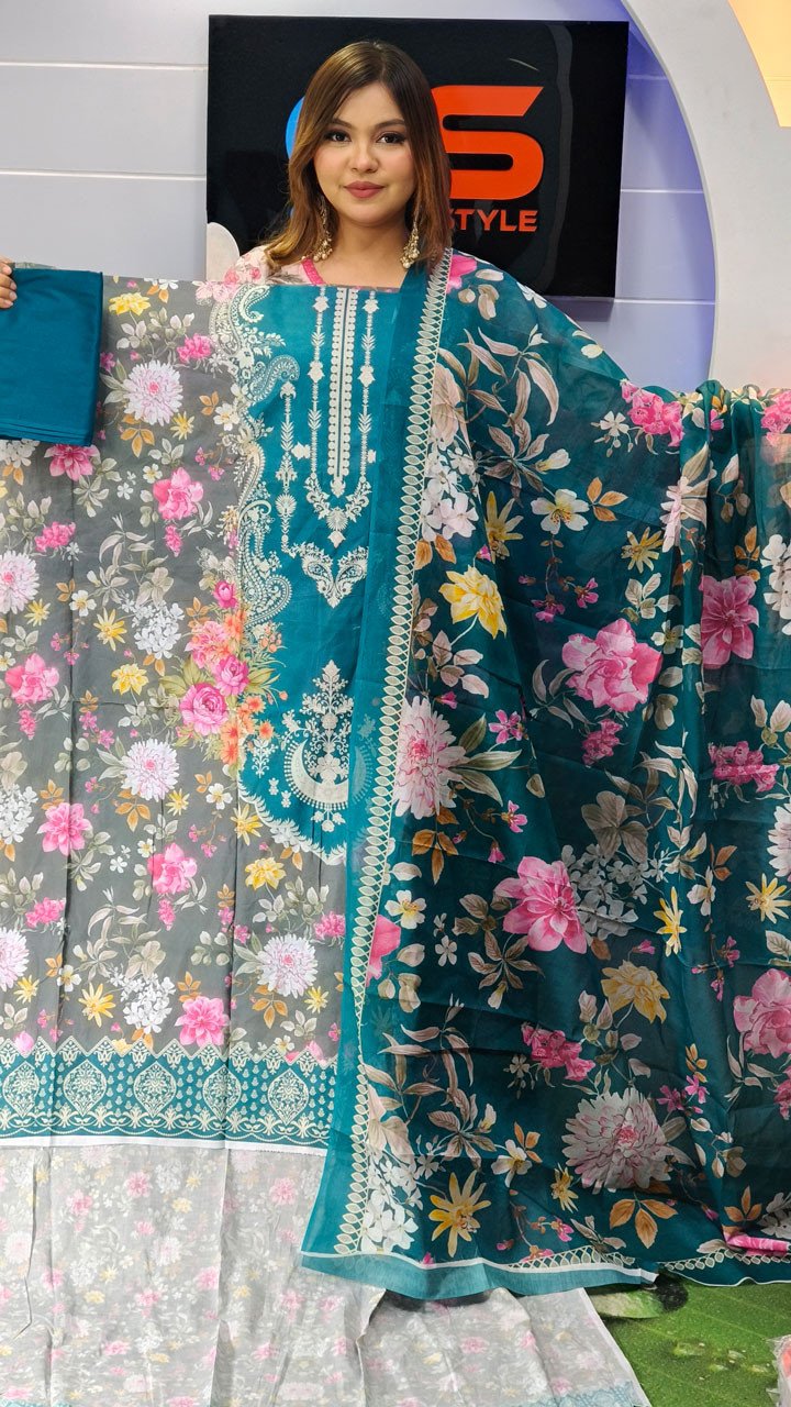 New Premium Zom Zom Lawn Three Piece-Cotton Dupatta