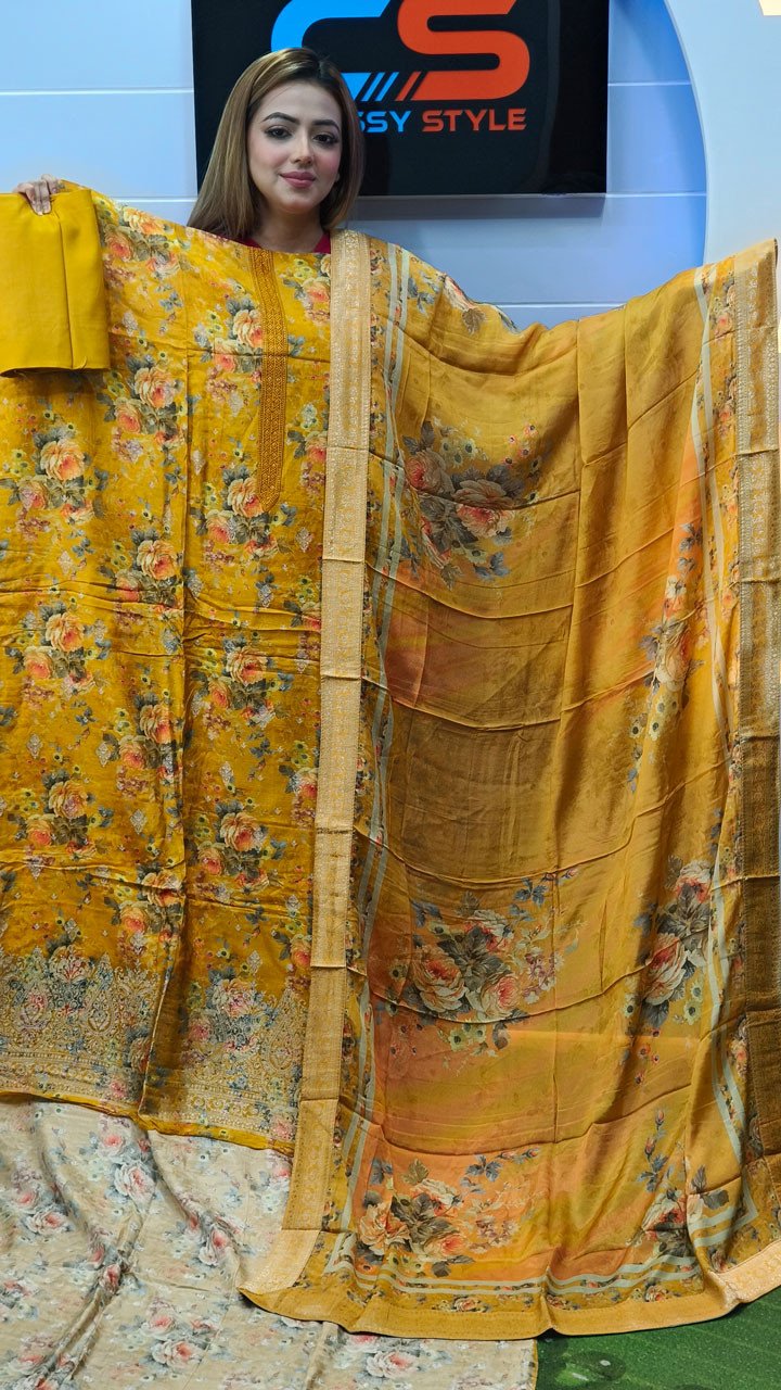 Premium Embroidery Three Piece/Georgette Dupatta