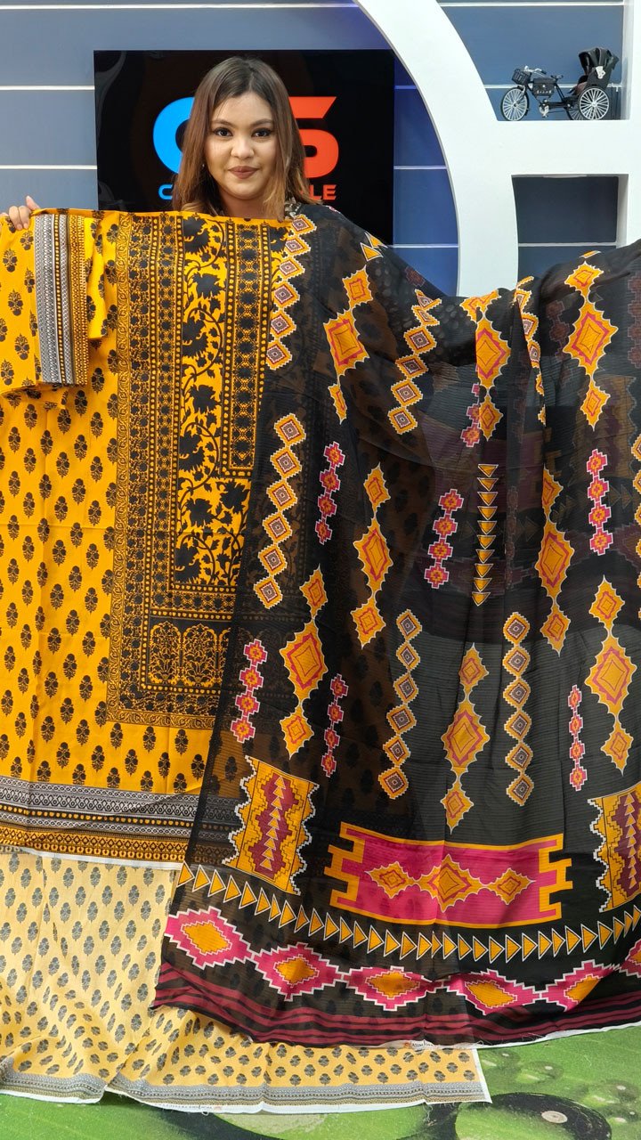 Coco Premium Cotton Lawn Three Piece Set Silk Dupatta