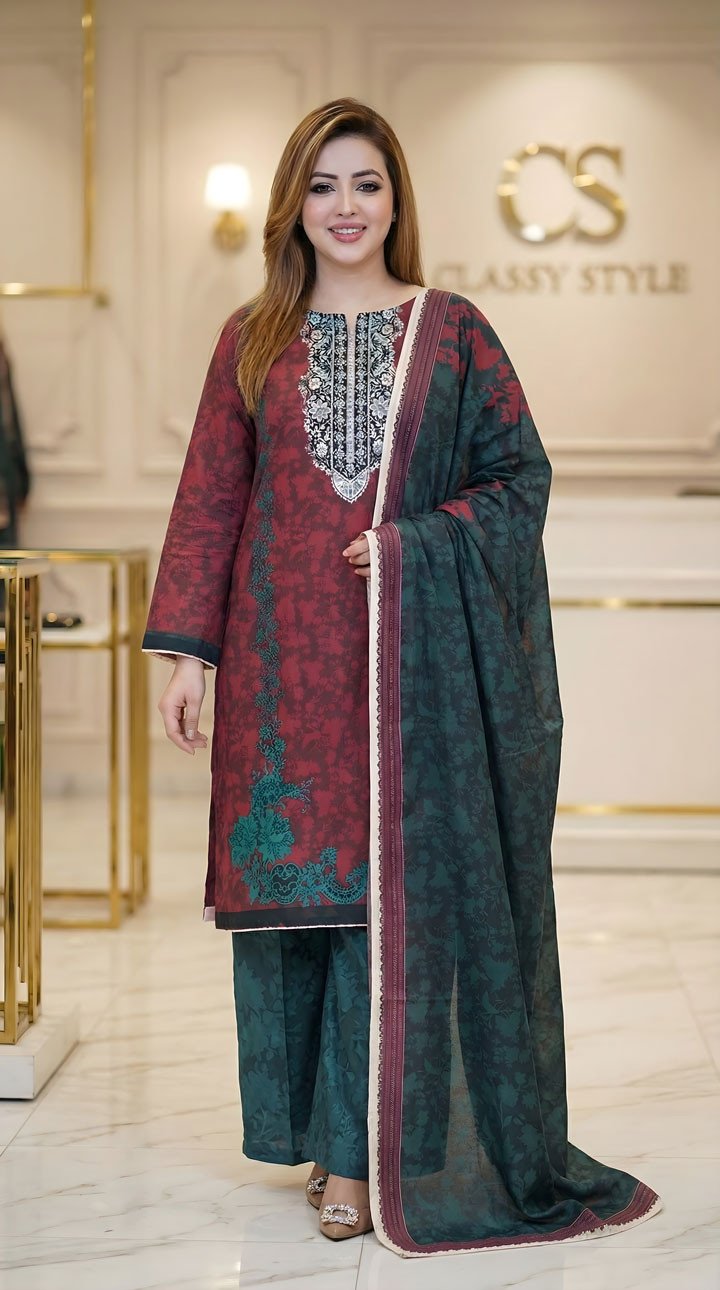 New Exclusive Bin Hameed Lawn Three Piece With Print Salwar