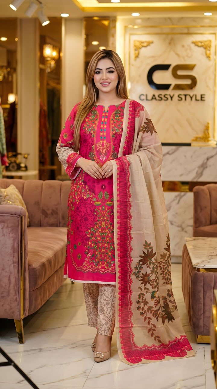 Coco Premium Cotton Lawn Three Piece Set