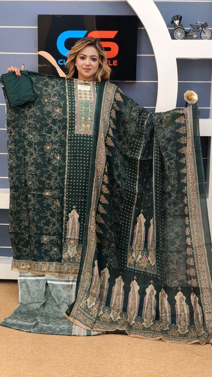 Rakhi Premium Silk Embroidery Three Piece Set