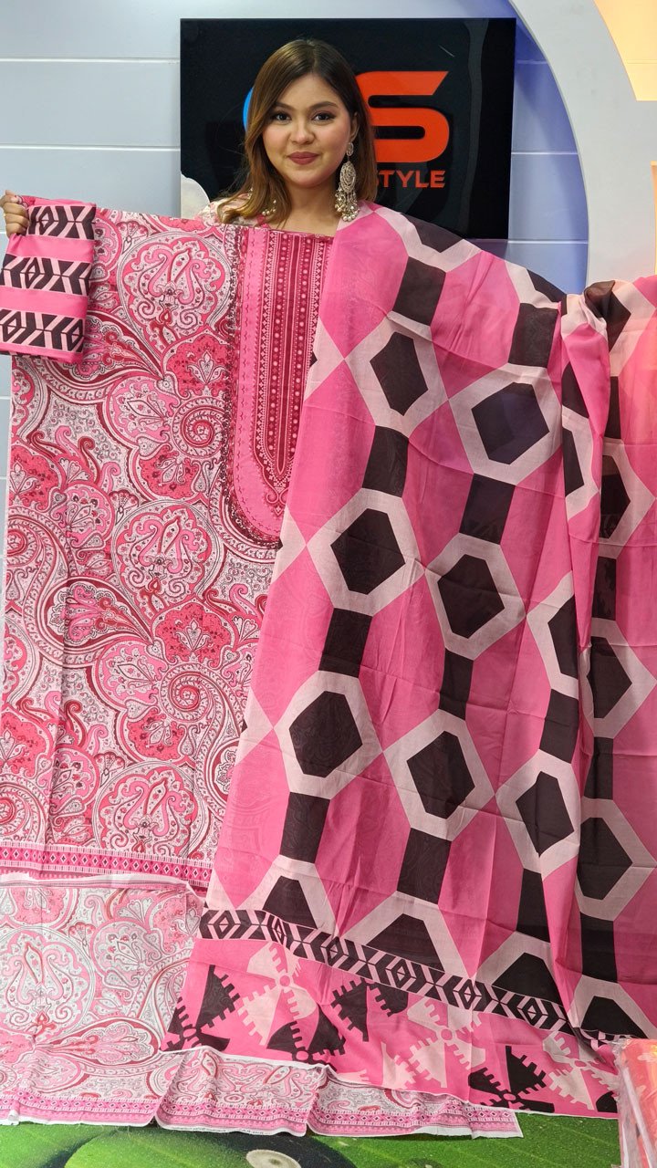 New Premium Zom Zom Lawn Three Piece With Print Salwar