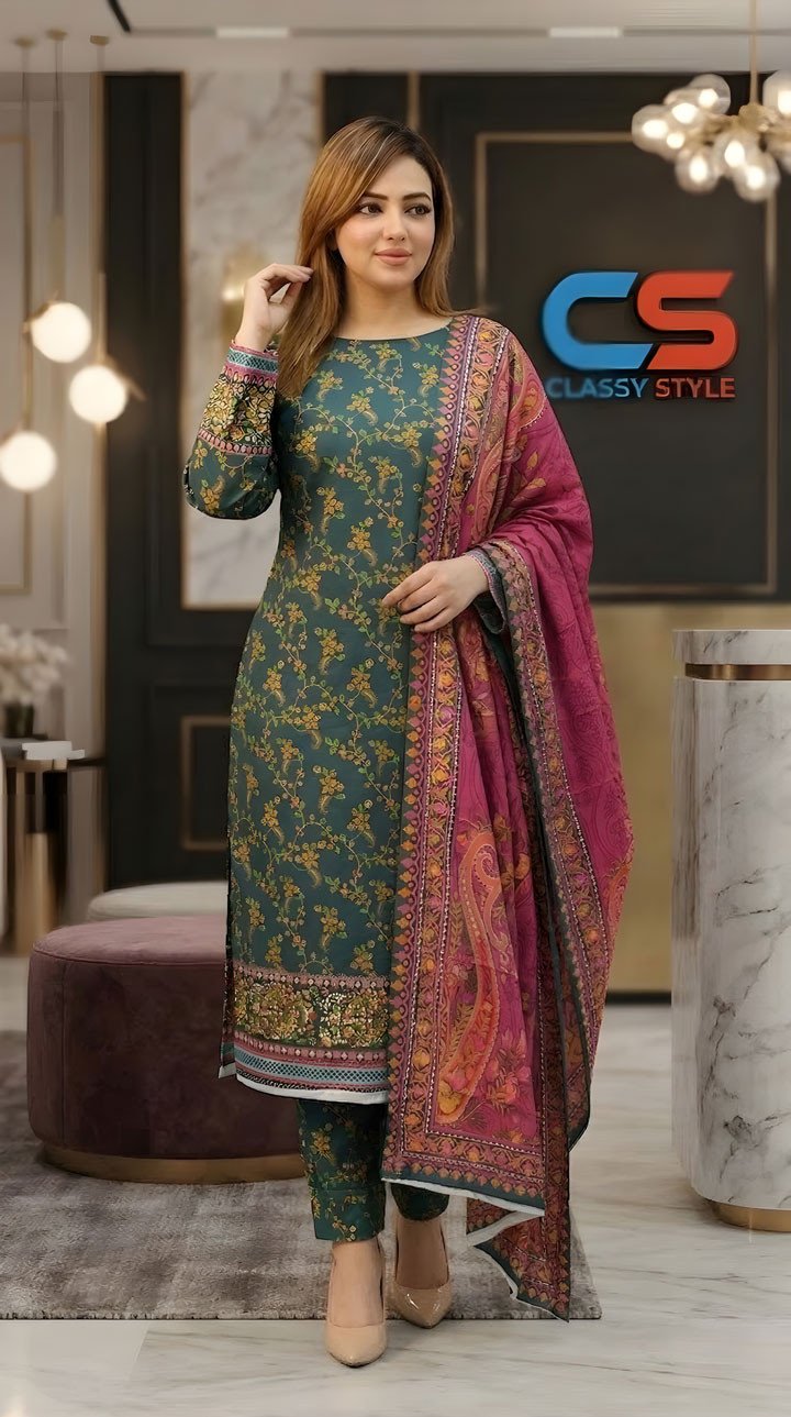 New Exclusive Bin Hameed Lawn Three Piece With Print Salwar