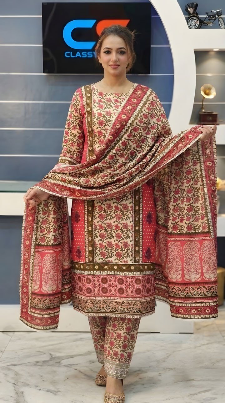 New Exclusive Bin Hameed Lawn Three Piece With Print Salwar