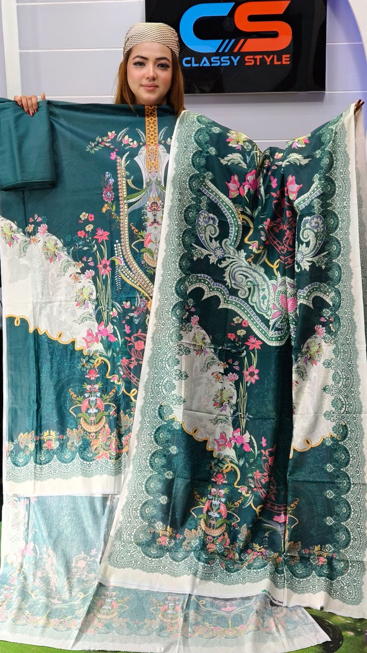 New Premium Jade Lawn Three Piece-Cotton Dupatta