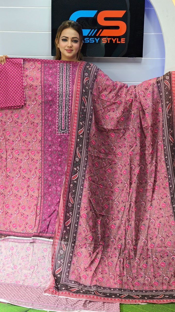 New Premium Zom Zom Lawn Three Piece With Print Salwar