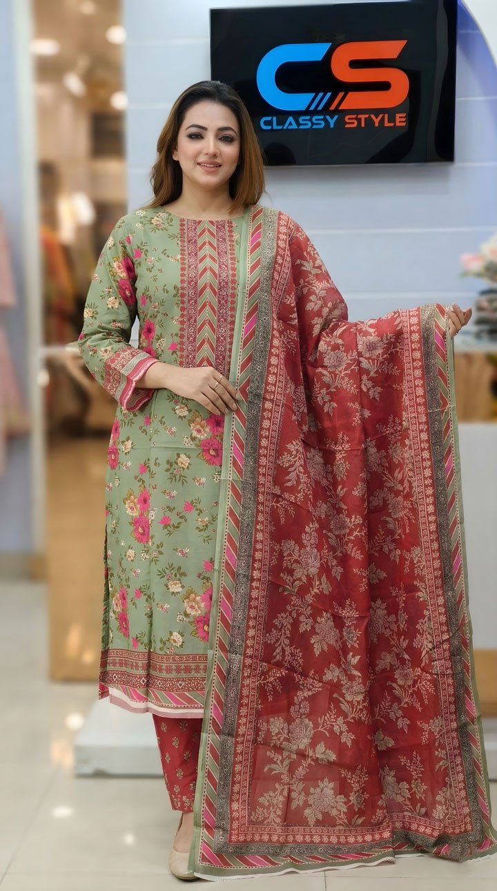 New Exclusive Bin Hameed Lawn Three Piece With Print Salwar