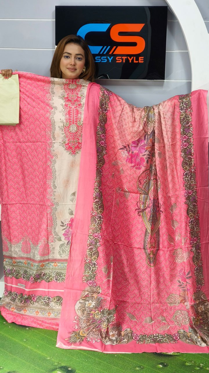 New Premium Lawn Three Piece-Cotton Dupatta