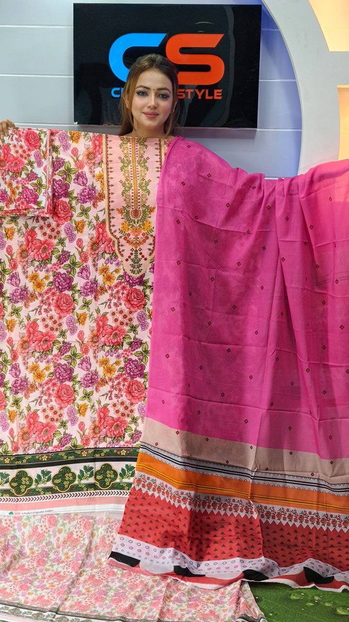 New Premium Zom Zom Lawn Three Piece With Print Salwar