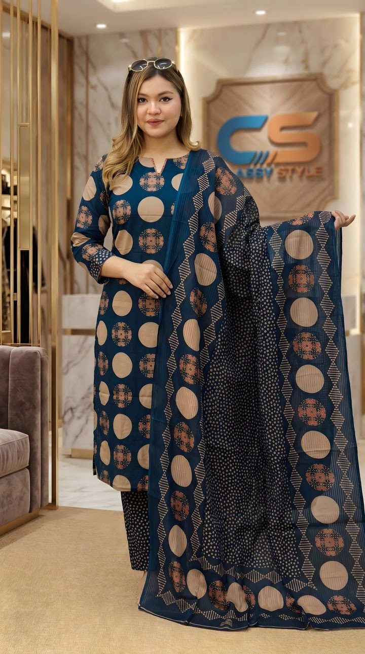 New Jaipuri Patel Pure Cotton Three Piece Set