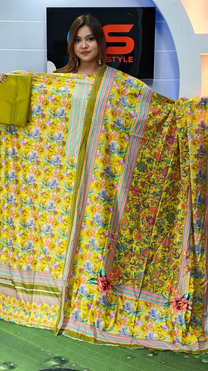 New Premium Lawn Three Piece-Cotton Dupatta