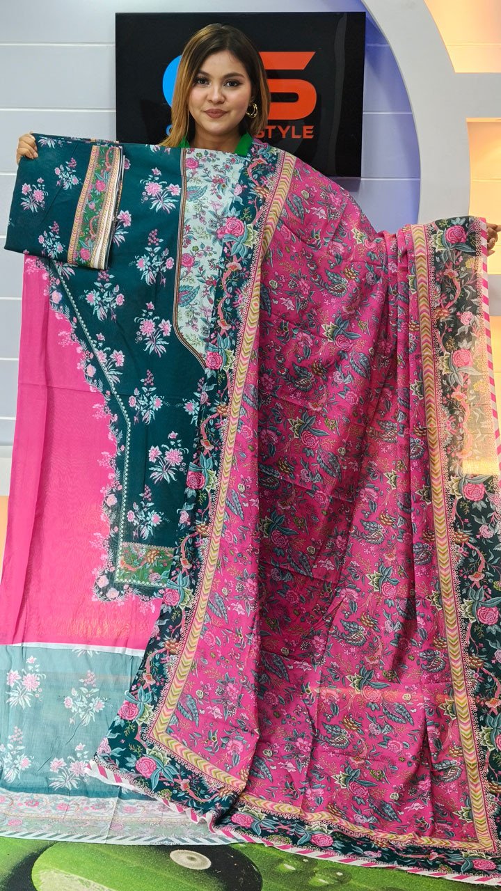 New Premium Zom Zom Lawn Three Piece With Print Salwar