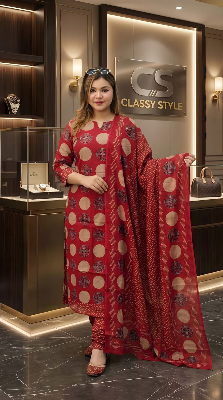 New Jaipuri Patel Pure Cotton Three Piece Set