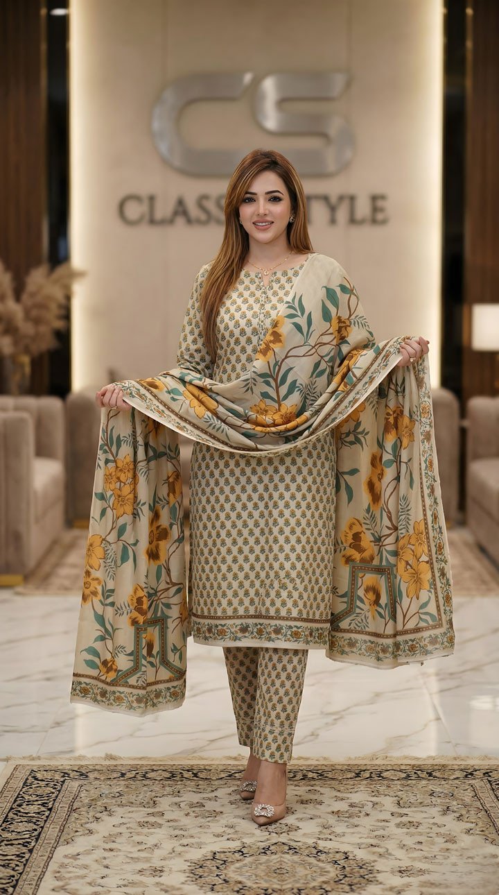 New Exclusive Bin Hameed Lawn Three Piece With Print Salwar
