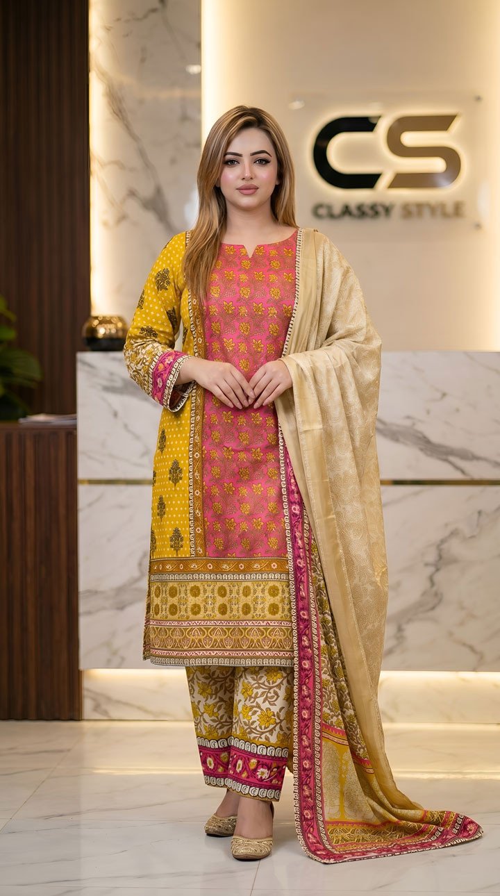 New Exclusive Bin Hameed Lawn Three Piece With Print Salwar