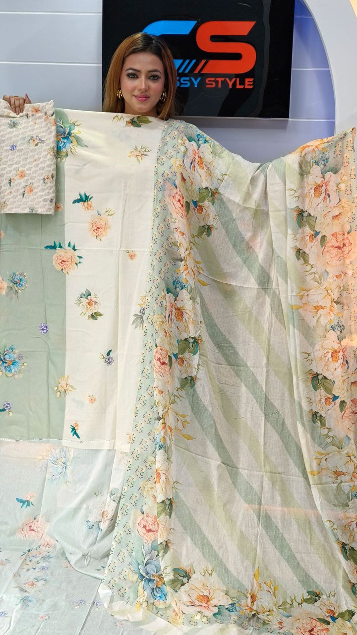 Coco Premium Cotton Lawn Three Piece Set