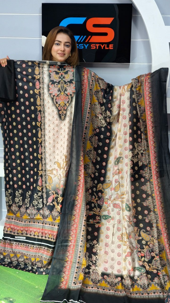 New Premium Lawn Three Piece-Cotton Dupatta