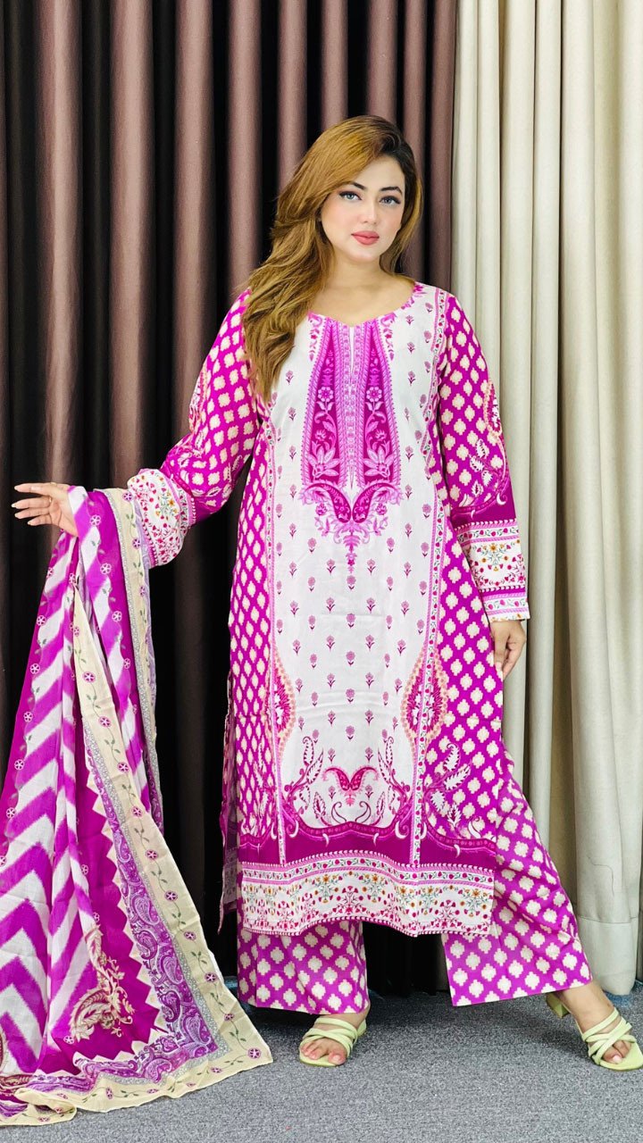 New Exclusive Bin Hameed Lawn Three Piece With Print Salwar