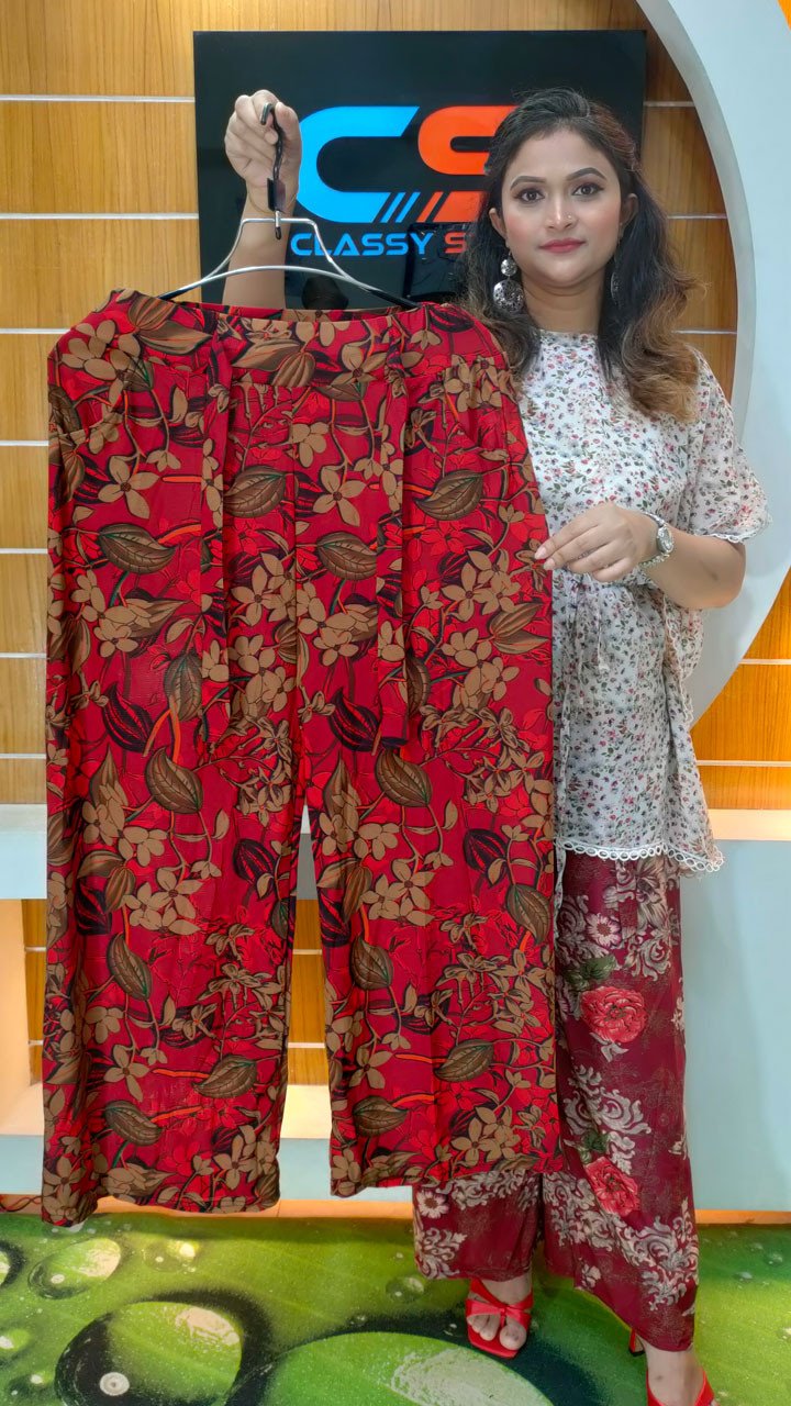 Chinese Premium Quality Print Plazo With Pocket & Belt
