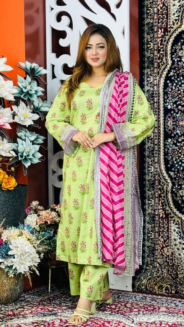 Coco Premium Cotton Lawn Three Piece Set