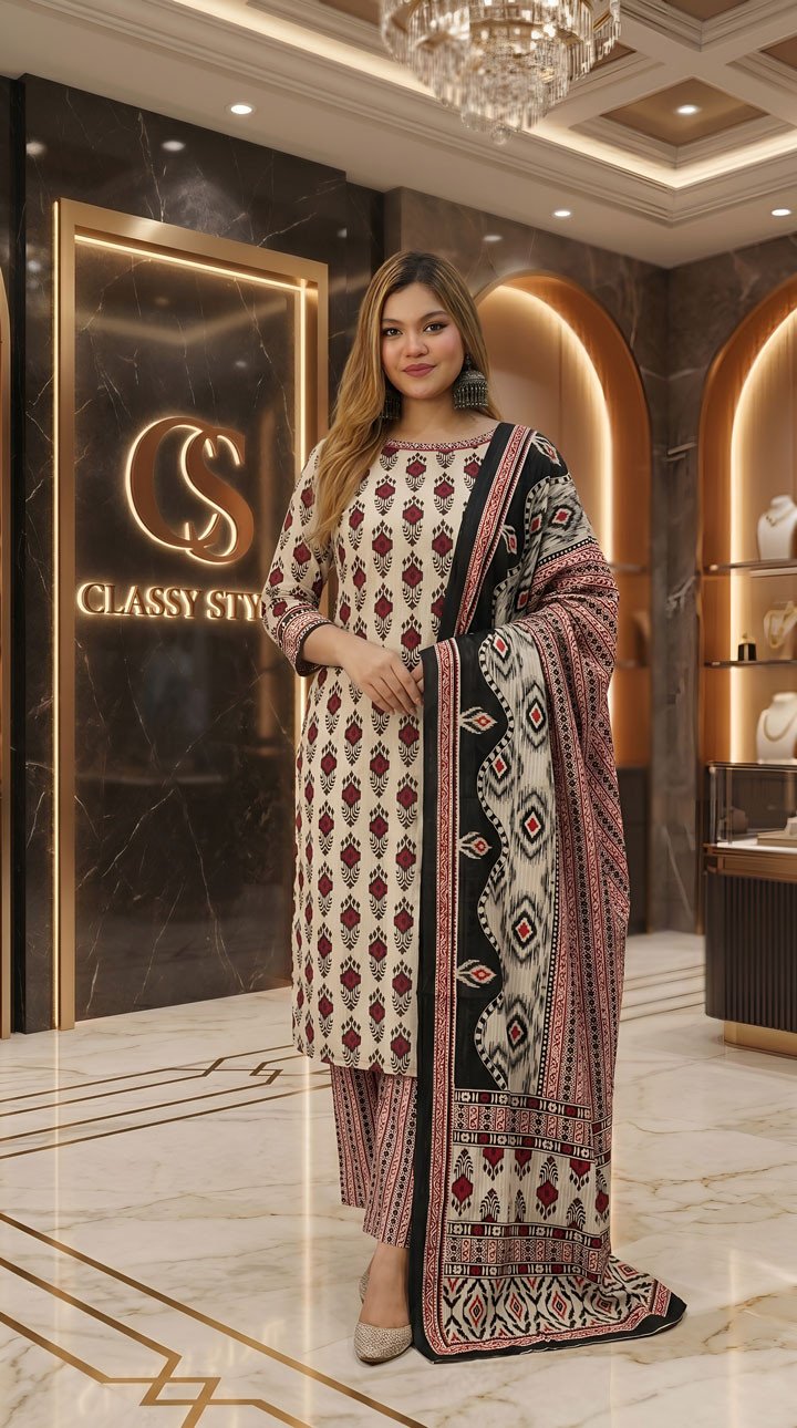New Jaipuri Patel Pure Cotton Three Piece Set