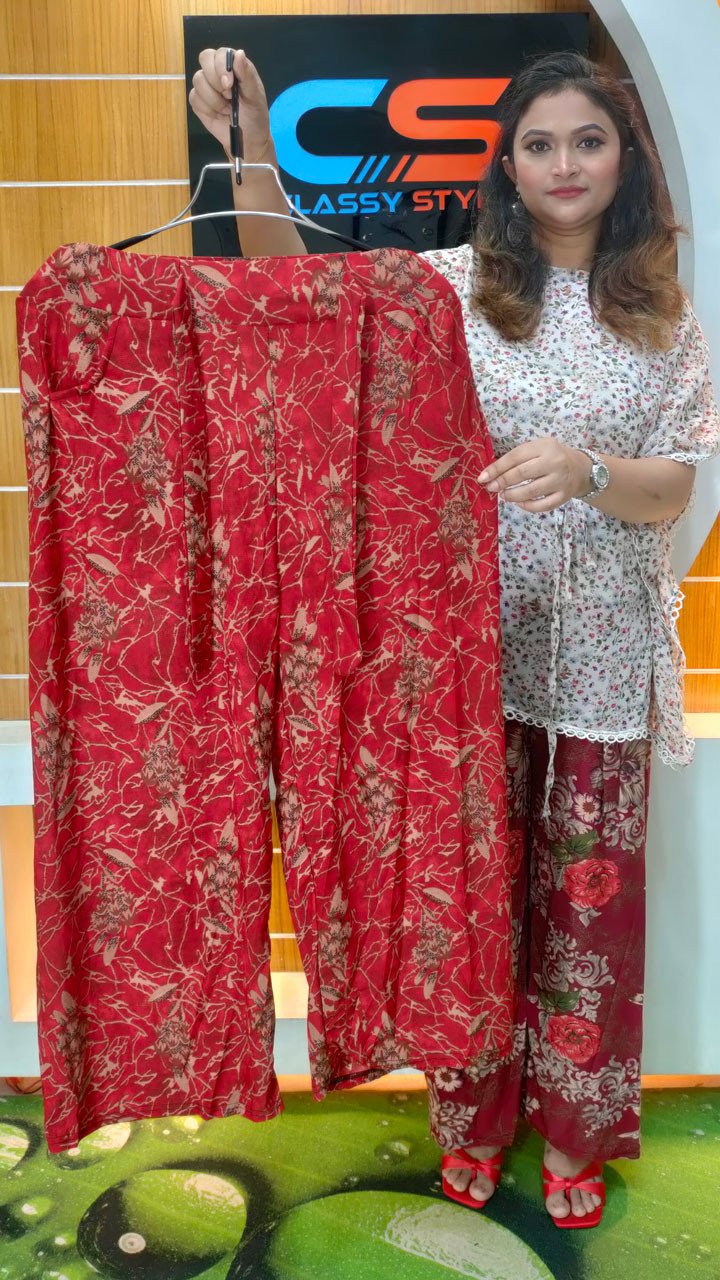 Chinese Premium Quality Print Plazo With Pocket & Belt