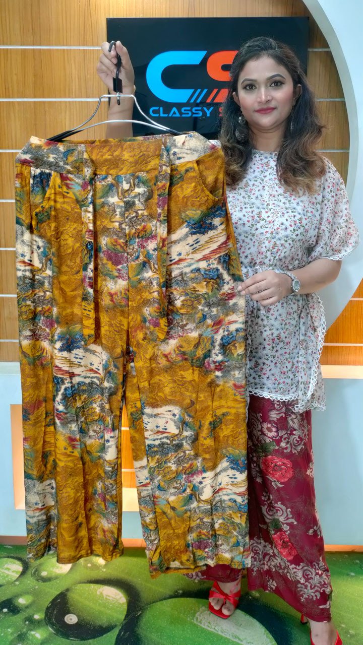 Chinese Premium Quality Print Plazo With Pocket & Belt
