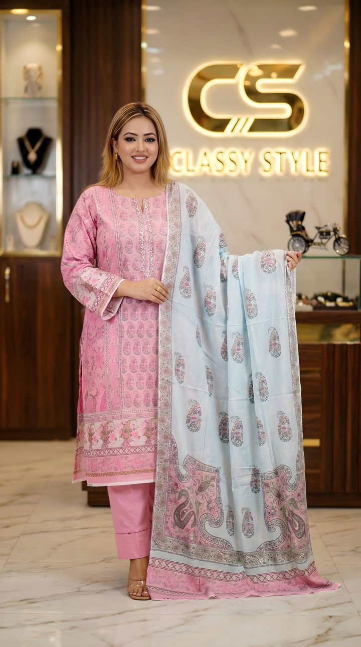 New Exclusive Bin Hameed Lawn Three Piece With Print Salwar