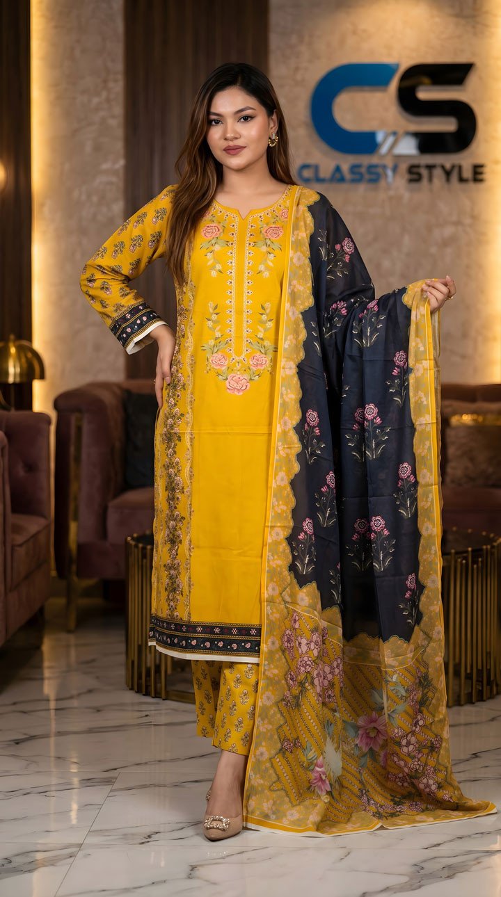 New Exclusive Bin Hameed Lawn Three Piece With Print Salwar